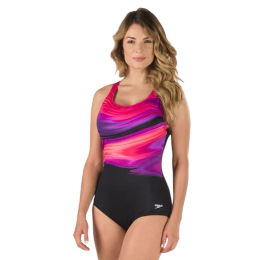 Speedo Women's Diamond Ombre Ultraback One Piece Hydro Bra  Size 14